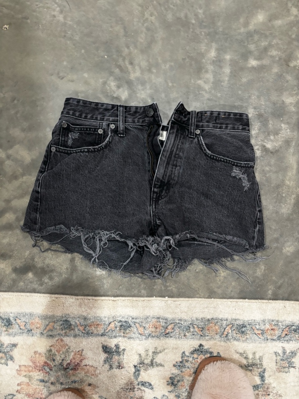 Madewell Black Distressed Cutoff Denim Shorts
